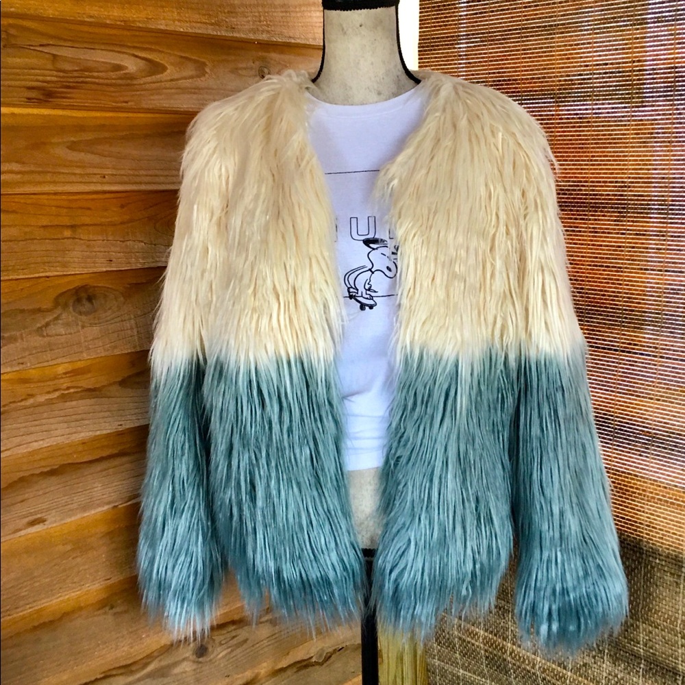 Hayden LA Boho Open Faux Fur Shag Jacket